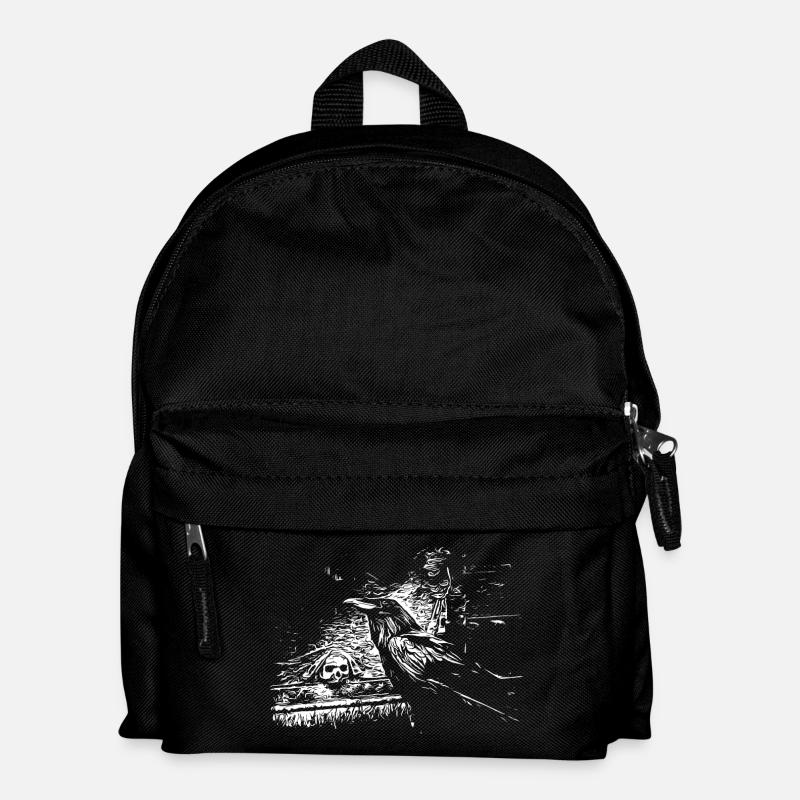 Rabe mit Totenkopf - Kinder Rucksack - Schwarz