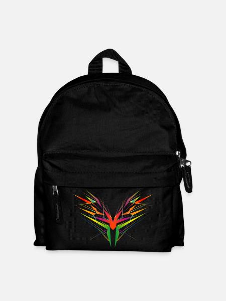 farbenfrohe abstrakte Flügel Form - Kinder Rucksack - Schwarz