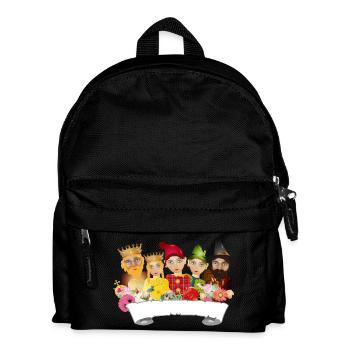 Fünf Figuren aus dem Ensemble des Kasperltheaters - Kinder Rucksack - Schwarz - Vorne