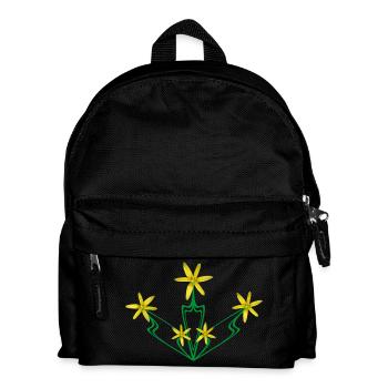 Art Nouveau Yellow Flowers – Symmetrical Floral - Kids' Backpack - black - Front