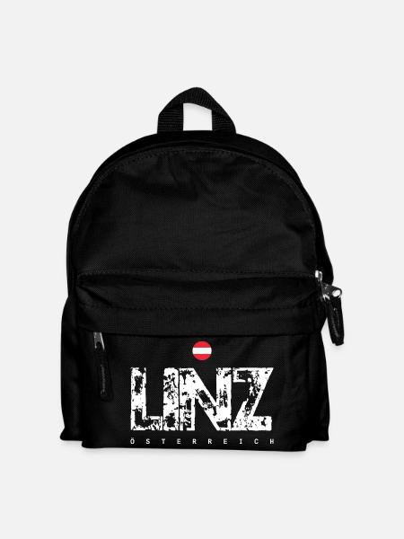 Linz Distressed City Text - Kinder Rucksack - Schwarz