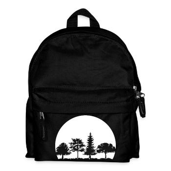forêt, lune, forêt mixte, nature, chêne, hêtre, bouleau, épicéa - Sac à dos Enfant - noir - Devant