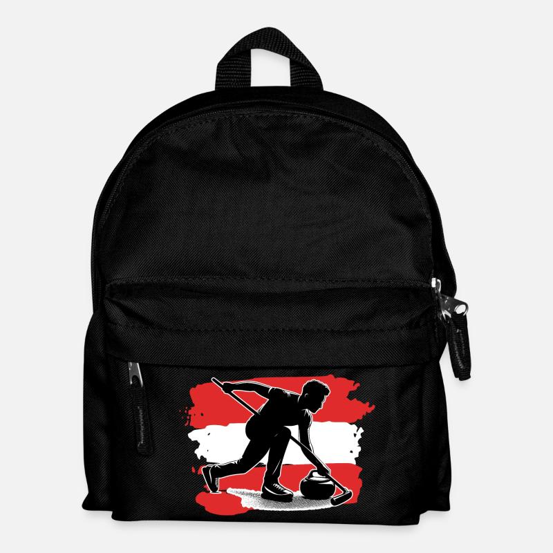 Austria Flag Curling - Kids' Backpack - black