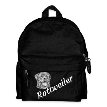 Rottweiler, chiens, tête de chien, chien de garde, chien de race, - Sac à dos Enfant - noir - Devant