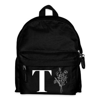 Minimalistisches Blumenmuster - Kinder Rucksack - Schwarz - Vorne