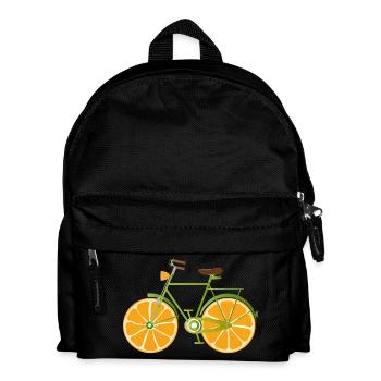 Lustiges Fahrrad mit Orangenrädern fruchtig witzig - Kinder Rucksack - Schwarz - Vorne