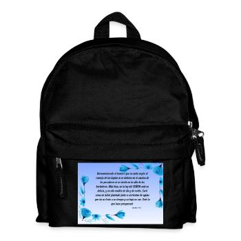 Soothing Bible Verse with Blue Flowers - Kids' Backpack - black - Front