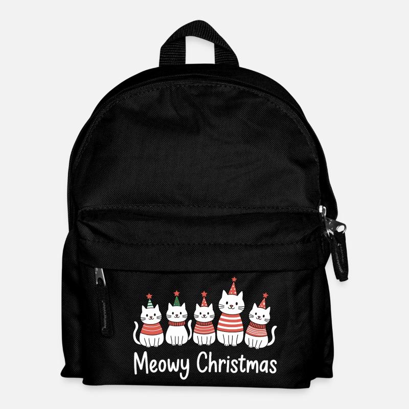 Meowy Christmas Katzen Fest - Kinder Rucksack - Schwarz