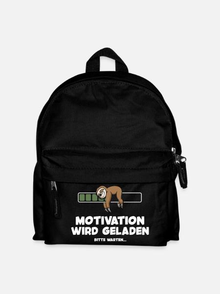 Motivation wird geladen Faultier Faultiermotiv - Kinder Rucksack - Schwarz