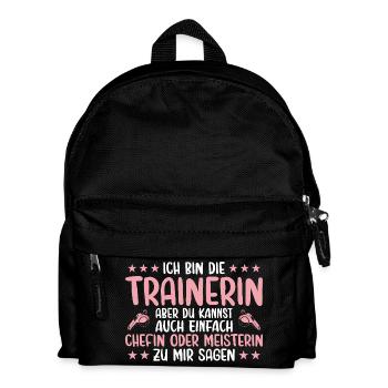 Trainerin Chefin oder Meisterin Fußballtrainerin - Kinder Rucksack - Schwarz - Vorne