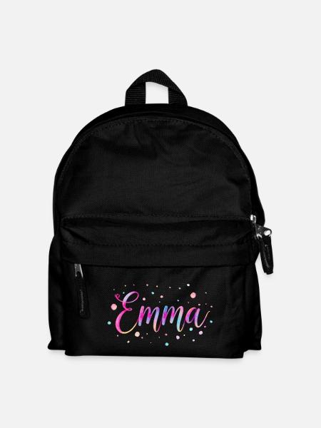 Name Emma Watercolor – Buntes Design mit Punkten - Kinder Rucksack - Schwarz