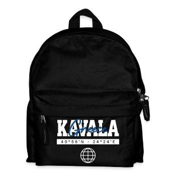 Kavala Griechenland Koordinaten Reise Souvenir - Kinder Rucksack - Schwarz - Vorne