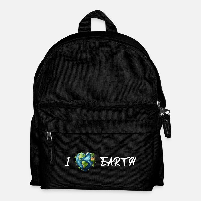 Ich Liebe Die Erde Weiß - Kinder Rucksack - Schwarz