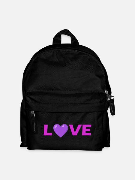 Love Heart Typography Design - Kids' Backpack - black