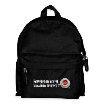Powered by coffee, Slowed by Reviewer 2 - Kinder Rucksack - Schwarz - Vorne