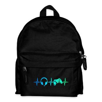 Gamer Herzschlag Gaming Controller Gamepad Headset - Kinder Rucksack - Schwarz - Vorne