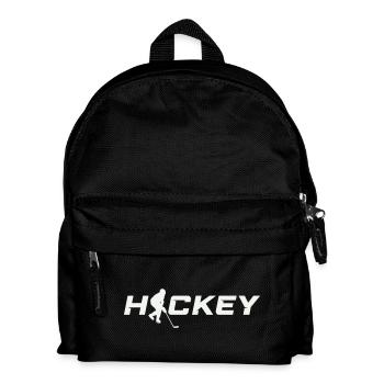 Hockey Silhouette Schriftzug Eishockey - Kinder Rucksack - Schwarz - Vorne