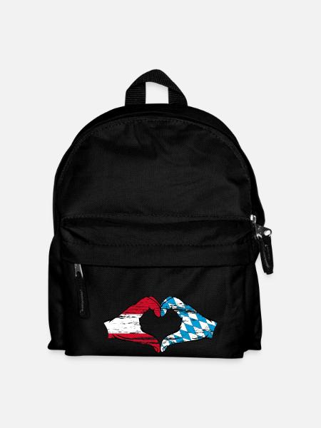 Österreich Bayern Flagge Hände Herzform used - Kinder Rucksack - Schwarz