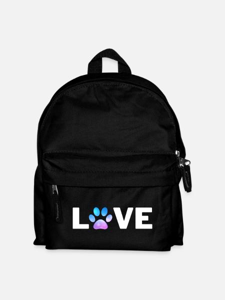 Pfotenherz Tattoodesign für Tierliebhaber - Kinder Rucksack - Schwarz