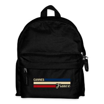 France - Cannes - Frankreich - Flagge - Streifen - Kinder Rucksack - Schwarz - Vorne