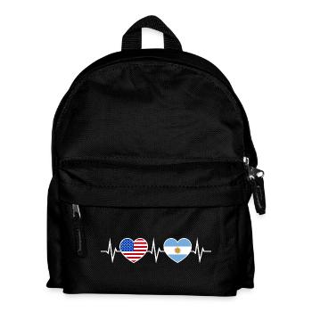Argentinien USA Herzschlag Liebe Freundschaft - Kinder Rucksack - Schwarz - Vorne