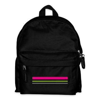 T-Shirt Striche Farben pink grün grau Geschenkidee - Kinder Rucksack - Schwarz - Vorne