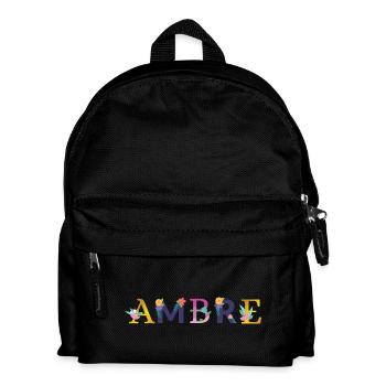 AMBRE Nom Orné de Fleurs - Sac à dos Enfant - noir - Devant