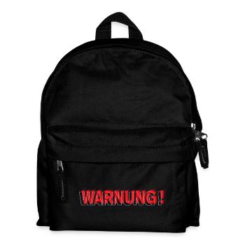 Warning - Modernes Statement Design - Kinder Rucksack - Schwarz - Vorne