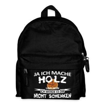 Ich mache Holz - Kinder Rucksack - Schwarz - Vorne