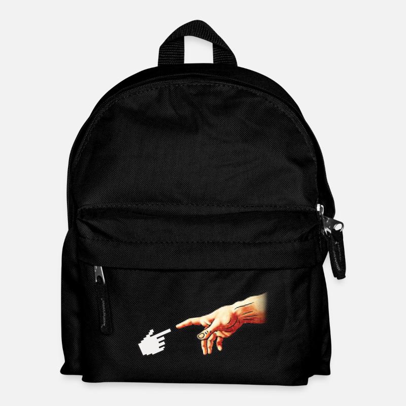 Funny 8bit Nerd & Geek Humor (Creation of Adam) - Kinder Rucksack - Schwarz