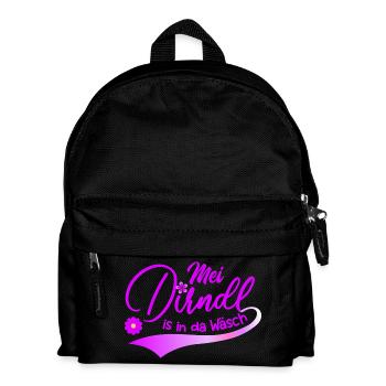 Mei Dirndl is in da Wäsch Trachtenshirt Madl - Kinder Rucksack - Schwarz - Vorne