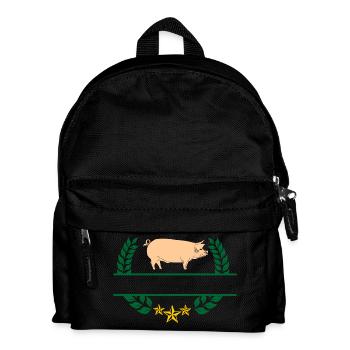 Schwein im grünen Lorbeerkranz - Kinder Rucksack - Schwarz - Vorne