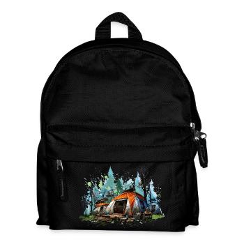 Camping atmosphere. A retro adventure. - Kids' Backpack - black - Front