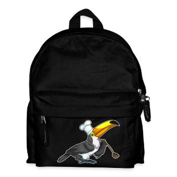 Tukan Koch Kochlöffel Kochen - Kinder Rucksack - Schwarz - Vorne