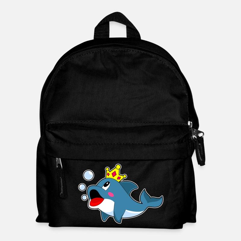 Delfin König Krone - Kinder Rucksack - Schwarz