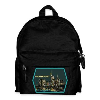 illustration, vue panoramique Francfort la nuit - Sac à dos Enfant - noir - Devant