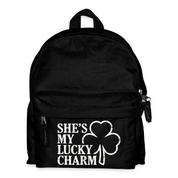 She's My Lucky Charm Distressed Shamrock - Kids' Backpack - black - Front