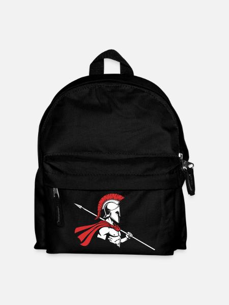 Spartan Profile Spear Logo Mascot Warrior - Kids' Backpack - black