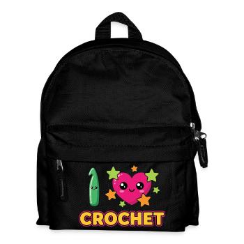 I Love Crochet Häkeln - Kinder Rucksack - Schwarz - Vorne