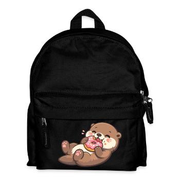 Cuddly bear with donut enjoyment - Kids' Backpack - black - Front