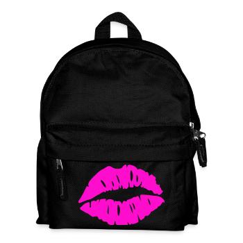 Lippenkuss Neonrosa - Kinder Rucksack - Schwarz - Vorne