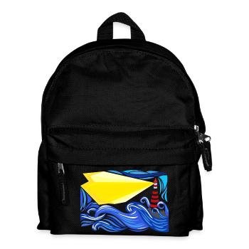 Meer im Sturm mit Leuchtturm - Kinder Rucksack - Schwarz - Vorne