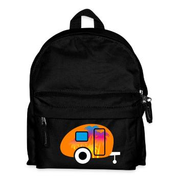 Caravan Wohnwagen Palmen Verlauf Camper Sommer Fun - Kinder Rucksack - Schwarz - Vorne