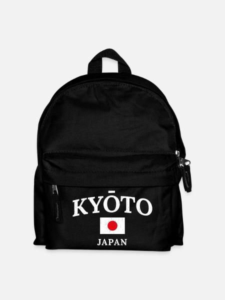 Kyoto Japan Flag Typography - Kids' Backpack - black