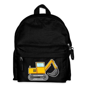 Bagger Baustelle Baggerfahrer - Kinder Rucksack - Schwarz - Vorne
