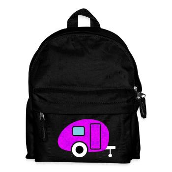 Caravane Caravane Camping Camper fond d’écran rose rétro - Sac à dos Enfant - noir - Devant
