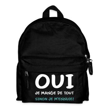 Je mange de tout sinon je m'ennuie Humour - Sac à dos Enfant - noir - Devant