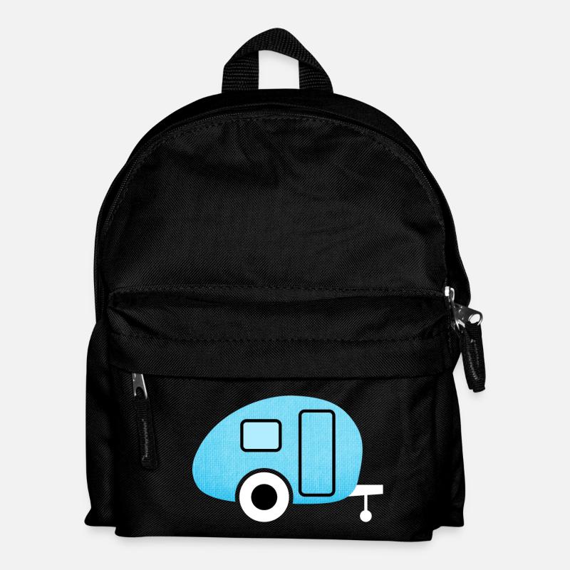 Caravan Wohnwagen Canvas Leinen Camping Camper - Kinder Rucksack - Schwarz