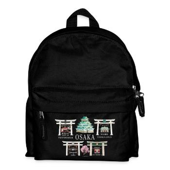 Osaka, 5 Sights, Japan Hand Drawing - Kids' Backpack - black - Front