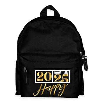 2025 Happy – Funny Silvester Design - Kinder Rucksack - Schwarz - Vorne